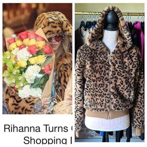 Leopard Teddy Bear Jacket with Hood